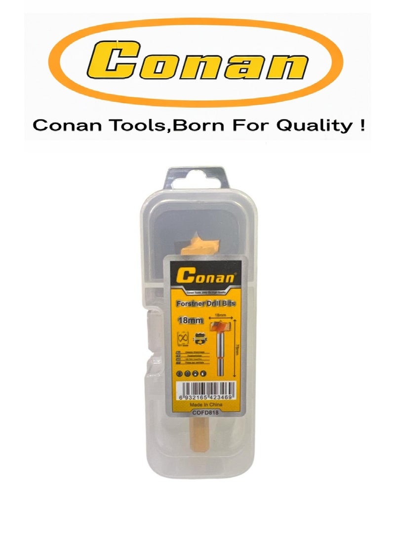 Conan 2 PCS Conan Forstner Drill Bit 18mm – Flat-Bottom Clean Wood Drilling – 78mm Length – Model COFD818 - Image 5